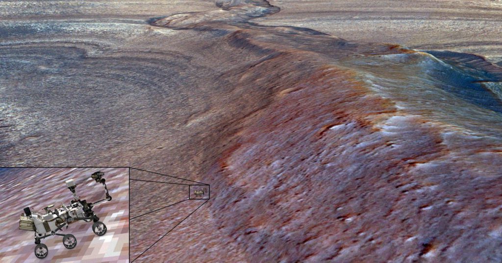 NASA's Mars Rover volgt het pad van wat een oude rivier lijkt te zijn